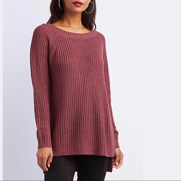 mauve open back shaker stitch sweater - Picture 2 of 2